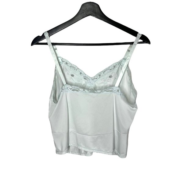 Vintage 70s Light Blue Lace Cami Slip Top Medium - Picture 2 of 6